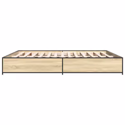 vidaXL Bed Frame Bed Black 180x200 cm Super King Engineered Wood and Metal - sonoma oak, 200 x 200 cm/ 29 cm - Additional view 4