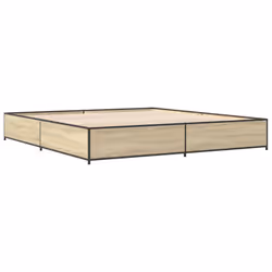 vidaXL Bed Frame Bed Black 180x200 cm Super King Engineered Wood and Metal - sonoma oak, 200 x 200 cm/ 29 cm - Additional view 5