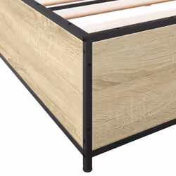 vidaXL Bed Frame Bed Black 180x200 cm Super King Engineered Wood and Metal - sonoma oak, 200 x 200 cm/ 29 cm - Additional view 6