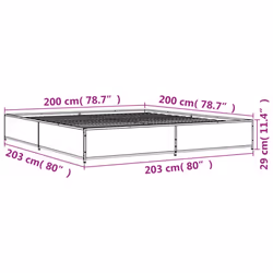 vidaXL Bed Frame Bed Black 180x200 cm Super King Engineered Wood and Metal - sonoma oak, 200 x 200 cm/ 29 cm - Additional view 8