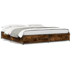 vidaXL Bed Frame Bed Black 180x200 cm Super King Engineered Wood and Metal - smoked oak, 180 x 200 cm/ 29 cm