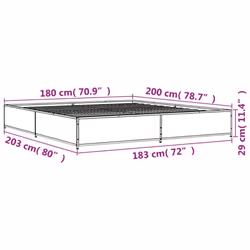 vidaXL Bed Frame Bed Black 180x200 cm Super King Engineered Wood and Metal - smoked oak, 180 x 200 cm/ 29 cm