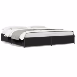 vidaXL Bed Frame Bed Black 180x200 cm Super King Engineered Wood and Metal - black, 160 x 200 cm/ 29 cm