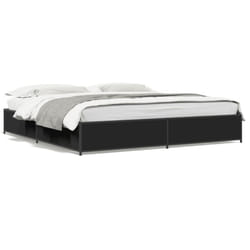 vidaXL Bed Frame Bed Black 180x200 cm Super King Engineered Wood and Metal - black, 160 x 200 cm/ 29 cm