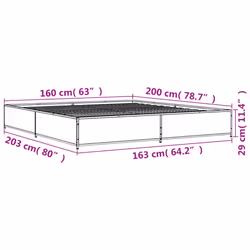 vidaXL Bed Frame Bed Black 180x200 cm Super King Engineered Wood and Metal - black, 160 x 200 cm/ 29 cm