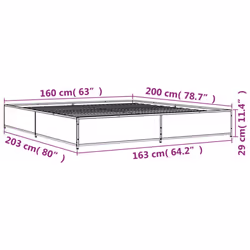 vidaXL Bed Frame Bed Black 180x200 cm Super King Engineered Wood and Metal - black, 160 x 200 cm/ 29 cm - Additional view 8