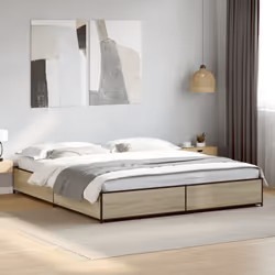 vidaXL Bed Frame Bed Base Sonoma Oak 160x200 cm Engineered Wood and Metal - sonoma oak, 160 x 200 cm