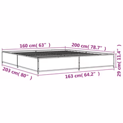 vidaXL Bed Frame Bed Base Sonoma Oak 160x200 cm Engineered Wood and Metal - sonoma oak, 160 x 200 cm