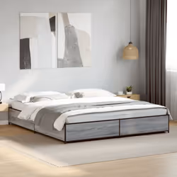 vidaXL Bed Frame Bed Base Sonoma Oak 160x200 cm Engineered Wood and Metal - grey sonoma, 160 x 200 cm