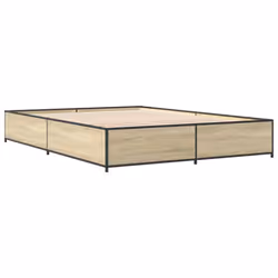 vidaXL Bed Frame Bed Base Sonoma Oak 160x200 cm Engineered Wood and Metal - sonoma oak, 150 x 200 cm