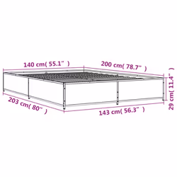 vidaXL Bed Frame Bed Black 180x200 cm Super King Engineered Wood and Metal - black, 140 x 200 cm/ 29 cm