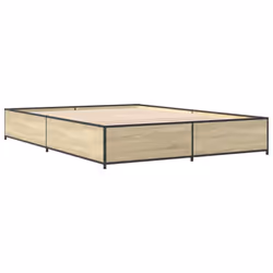 vidaXL Bed Frame Bed Base Sonoma Oak 160x200 cm Engineered Wood and Metal - sonoma oak, 140 x 200 cm