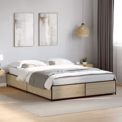 vidaXL Bed Frame Bed Base Sonoma Oak 160x200 cm Engineered Wood and Metal - sonoma oak, 140 x 200 cm