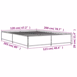 vidaXL Bed Frame Bed Base Sonoma Oak 160x200 cm Engineered Wood and Metal - black, 120 x 200 cm - Additional view 3