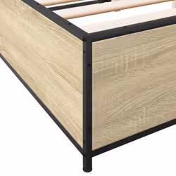 vidaXL Bed Frame Bed Base Sonoma Oak 160x200 cm Engineered Wood and Metal - sonoma oak, 120 x 200 cm - Additional view 6