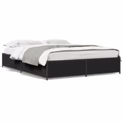 vidaXL Bed Frame Bed Black 180x200 cm Super King Engineered Wood and Metal - black, 135 x 190 cm/ 29 cm