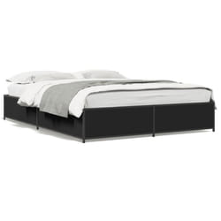 vidaXL Bed Frame Bed Black 180x200 cm Super King Engineered Wood and Metal - black, 135 x 190 cm/ 29 cm