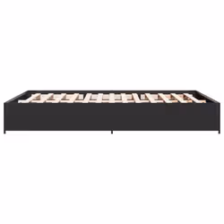 vidaXL Bed Frame Bed Black 180x200 cm Super King Engineered Wood and Metal - black, 135 x 190 cm/ 29 cm - Additional view 4