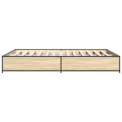vidaXL Bed Frame Bed Black 180x200 cm Super King Engineered Wood and Metal - sonoma oak, 120 x 190 cm/ 29 cm - Additional view 4
