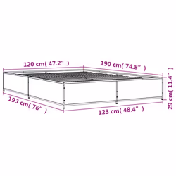 vidaXL Bed Frame Bed Base Sonoma Oak 160x200 cm Engineered Wood and Metal - grey sonoma, 120 x 190 cm