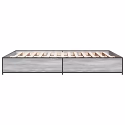 vidaXL Bed Frame Bed Base Sonoma Oak 160x200 cm Engineered Wood and Metal - grey sonoma, 120 x 190 cm - Additional view 4