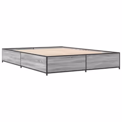 vidaXL Bed Frame Bed Base Sonoma Oak 160x200 cm Engineered Wood and Metal - grey sonoma, 120 x 190 cm - Additional view 5