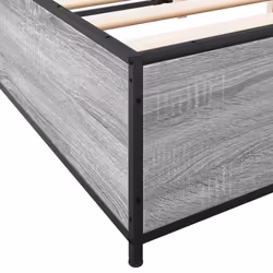 vidaXL Bed Frame Bed Base Sonoma Oak 160x200 cm Engineered Wood and Metal - grey sonoma, 120 x 190 cm - Additional view 6