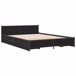vidaXL Bed Frame with Drawers Bed Base Mattress Foundation Engineered Wood - black, 160 x 200 cm