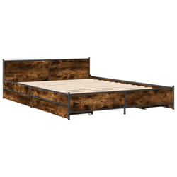vidaXL Bed Frame with Drawers Bed Base Mattress Foundation Engineered Wood - smoked oak, 160 x 200 cm