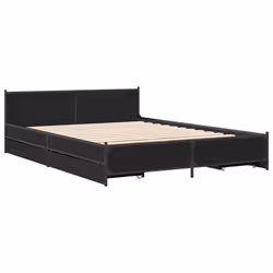 vidaXL Bed Frame with Drawers Bed Base Mattress Foundation Engineered Wood - black, 140 x 190 cm