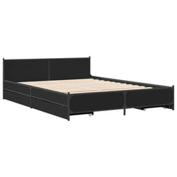 vidaXL Bed Frame with Drawers Bed Base Mattress Foundation Engineered Wood - black, 140 x 190 cm