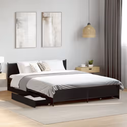 vidaXL Bed Frame with Drawers Bed Base Mattress Foundation Engineered Wood - black, 140 x 190 cm