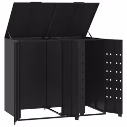 vidaXL Wheelie Bin Storage for 2 Bins Garden Store Trash Cover Black Steel - Additional view 7