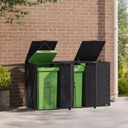 vidaXL Wheelie Bin Storage for 3 Bins Garden Store Trash Cover Black Steel