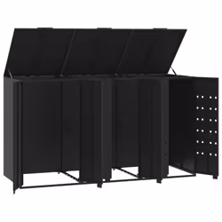 vidaXL Wheelie Bin Storage for 3 Bins Garden Store Trash Cover Black Steel - Additional view 7
