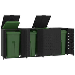 vidaXL Wheelie Bin Storage for 4 Bins Garden Store Trash Cover Black Steel
