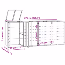 vidaXL Wheelie Bin Storage for 4 Bins Garden Store Trash Cover Black Steel - Additional view 10