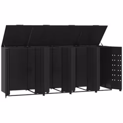 vidaXL Wheelie Bin Storage for 4 Bins Garden Store Trash Cover Black Steel - Additional view 7