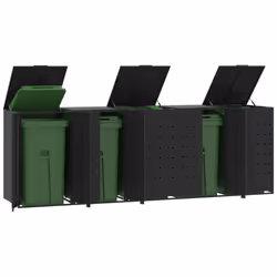 vidaXL Wheelie Bin Storage for 5 Bins Garden Store Trash Cover Black Steel