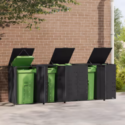 vidaXL Wheelie Bin Storage for 5 Bins Garden Store Trash Cover Black Steel