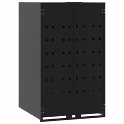vidaXL Wheelie Bin Storage for 5 Bins Garden Store Trash Cover Black Steel