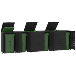 vidaXL Wheelie Bin Storage for 6 Bins Garden Store Trash Cover Black Steel