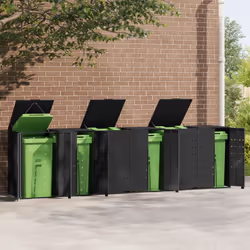 vidaXL Wheelie Bin Storage for 6 Bins Garden Store Trash Cover Black Steel