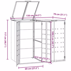 vidaXL Wheelie Bin Storage for 2 Bins Rubbish Trash Cover Anthracite Steel - Additional view 10