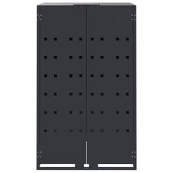 vidaXL Wheelie Bin Storage for 2 Bins Rubbish Trash Cover Anthracite Steel - Additional view 4