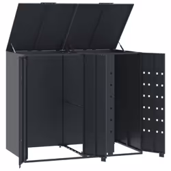 vidaXL Wheelie Bin Storage for 2 Bins Rubbish Trash Cover Anthracite Steel - Additional view 7
