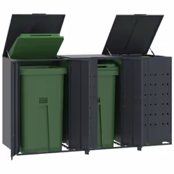 vidaXL Wheelie Bin Storage for 3 Bins Rubbish Trash Cover Anthracite Steel