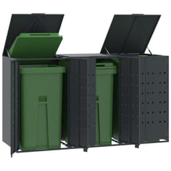vidaXL Wheelie Bin Storage for 3 Bins Rubbish Trash Cover Anthracite Steel