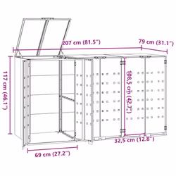 vidaXL Wheelie Bin Storage for 3 Bins Rubbish Trash Cover Anthracite Steel - Additional view 10