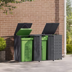 vidaXL Wheelie Bin Storage for 3 Bins Rubbish Trash Cover Anthracite Steel